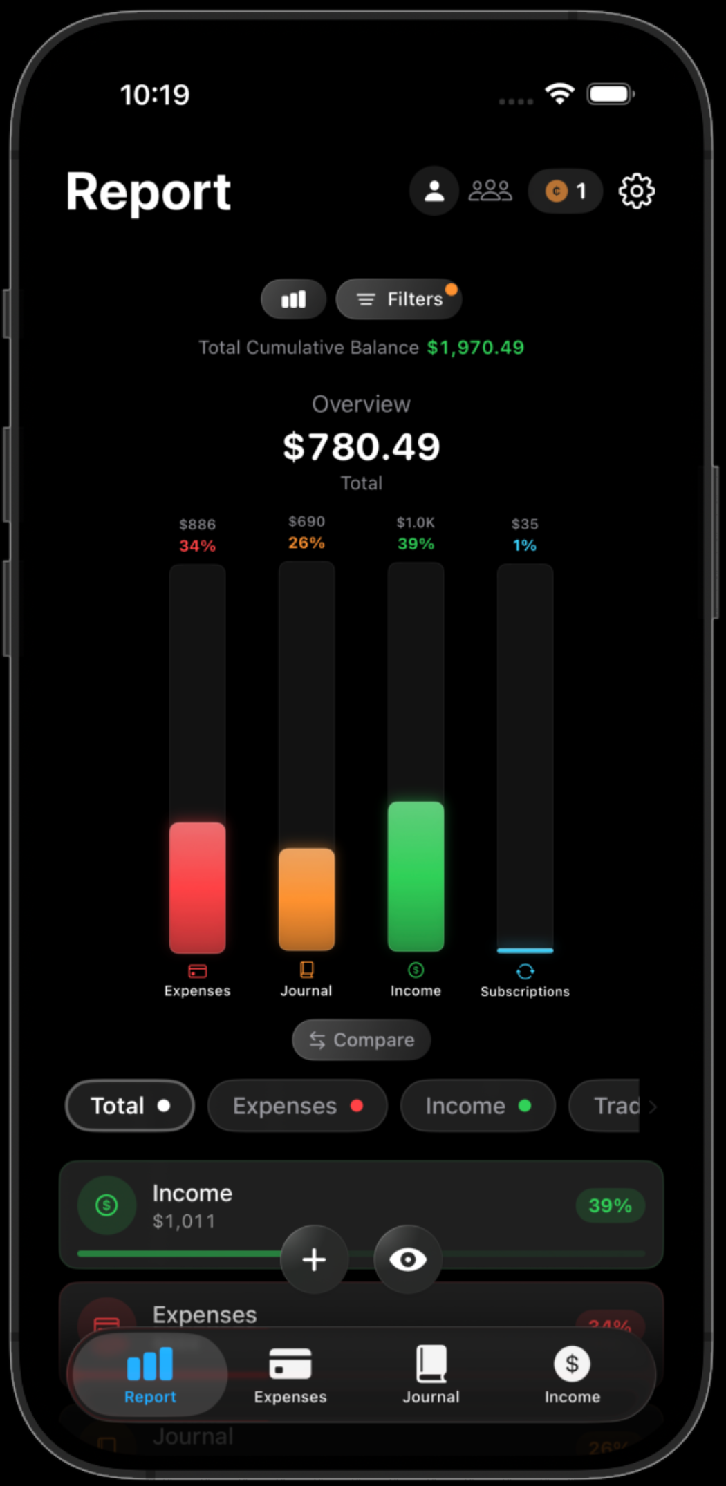Benji Report screen